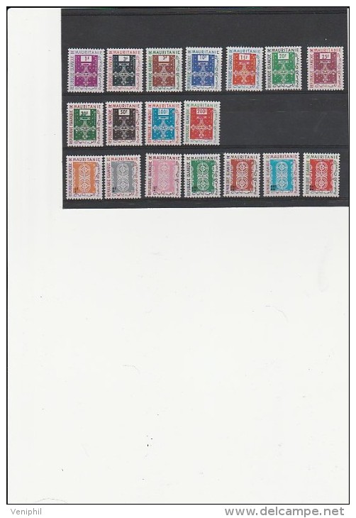MAURITANIE -TIMBRES DE SERVICE N° 1 A 11 NEUF X +TIMBRES TAXE N° 27 A 33 NEUF X  ANNEE 1961 - Nuovi