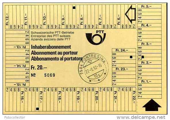Suisse Abonnement Au Porteur Entreprise Des PTT Suisses 1992 - Europe
