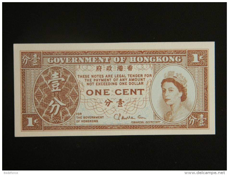 Billet - Hongkong (government Of) - Valeur Faciale : 1 Cent - Jamais Circulé - Hongkong