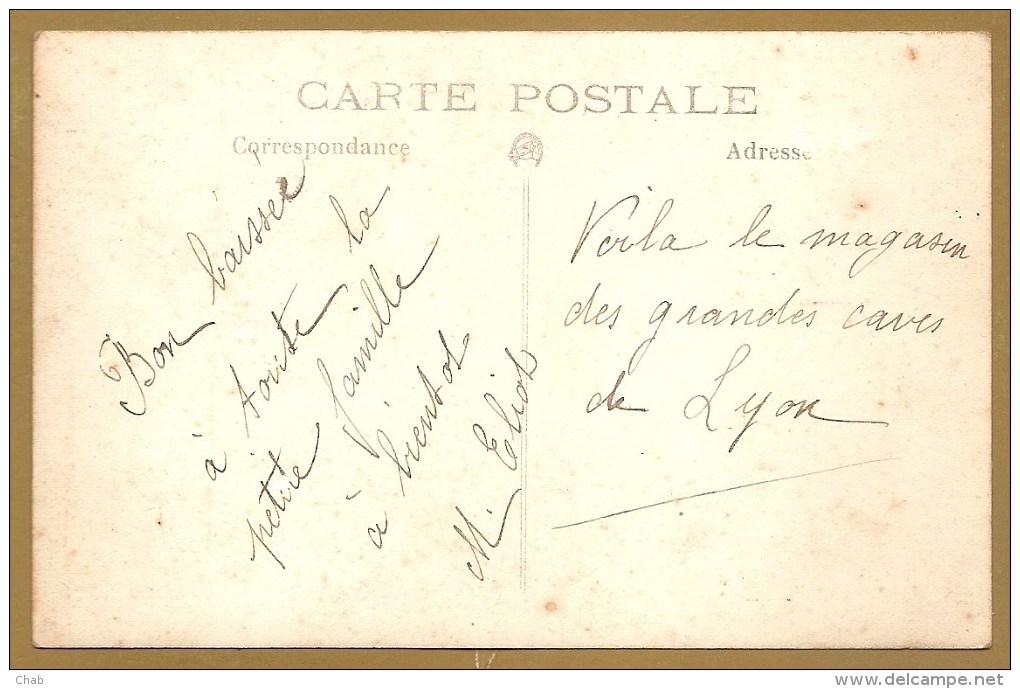 BELLE CARTE PHOTO, à  Identifier - GRANDE CAVE DE LYON - Métier - MARCHAND De  VIN - COMMERCE - TONNEAUX - Autres & Non Classés