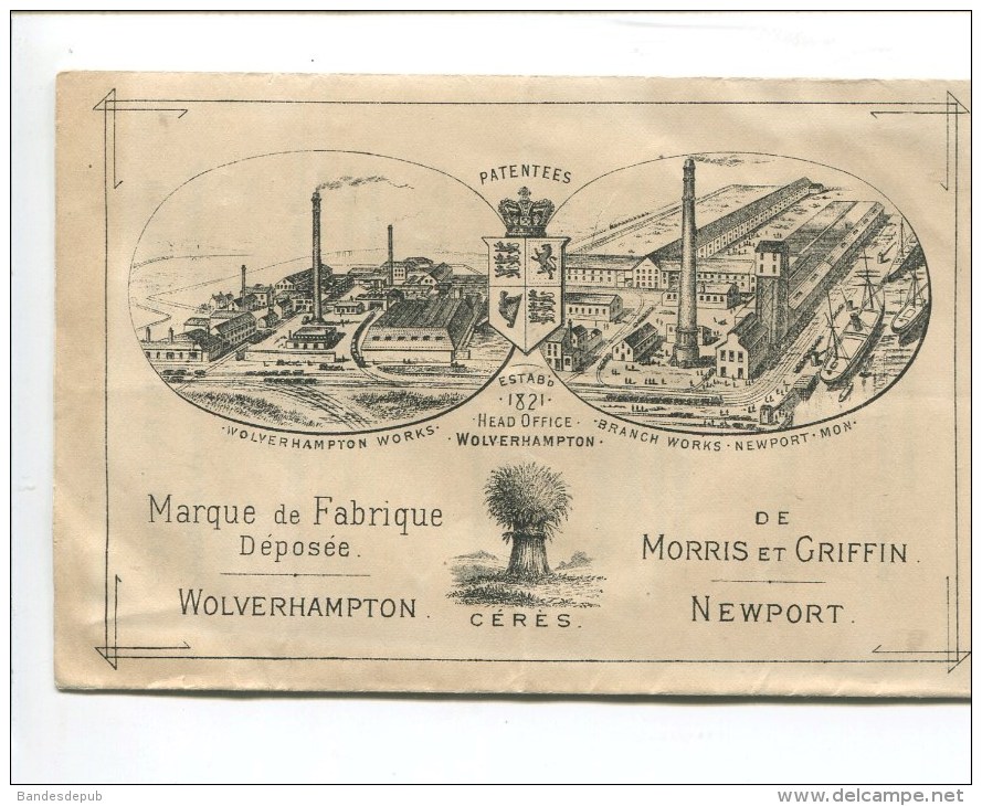 WOLVERHAMPTON NEWPORT  USINES ENGRAIS MORRIS GRIFFIN DUFOURCET LOGEAT CONCESSIONNAIRE PARIS  CERES BETTERAVE LIN CHANVRE - Otros & Sin Clasificación