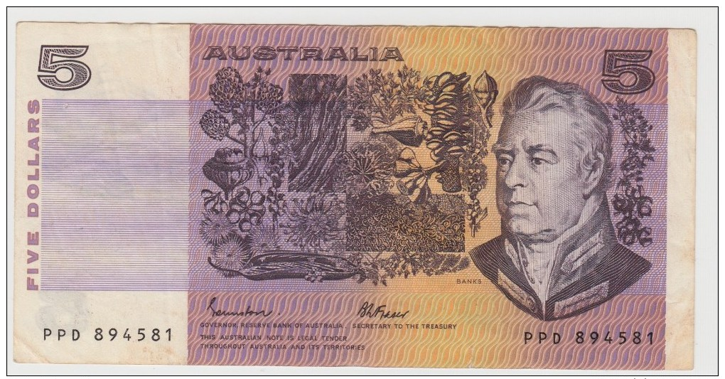 AUSTRALIE 5 Dollars 1985 P44e VF - 1974-94 Australia Reserve Bank