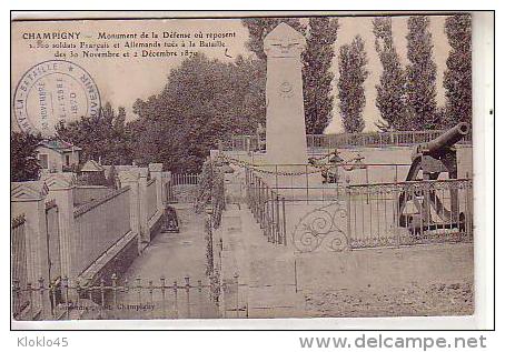 51 CHAMPIGNY - Monument De La Défense Ou Reposent 2300 Soldats Français Et Allemands Tués à La Bataille ... - CPA - Champigny