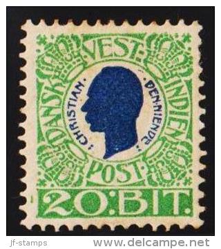 1905. Chr. IX. 20 Bit Blue/green. Line Left For 20. (Michel: 31) - JF127947 - Danish West Indies