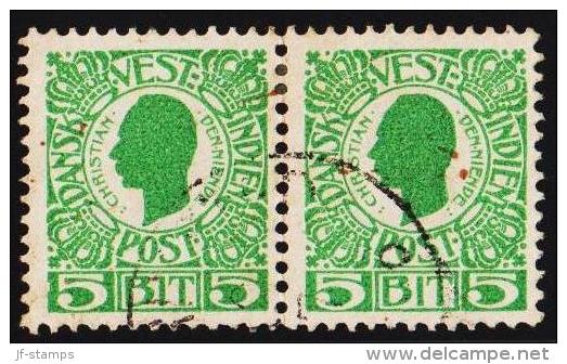 1905. Chr. IX. 5 Bit Green. One Stamp With Variety.  (Michel: 29) - JF127942 - Danish West Indies
