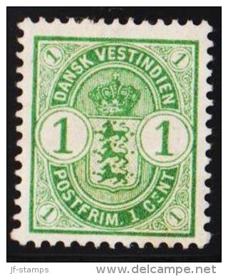 1903. Coat-of-Arms Type. 1 C. Green. Variety. (Michel: 21 (AFA 16x)) - JF127924 - Danish West Indies