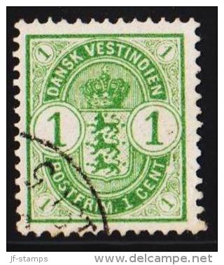 1903. Coat-of-Arms Type. 1 C. Green. Variety. (Michel: 21 (AFA 16y)) - JF127923 - Danish West Indies