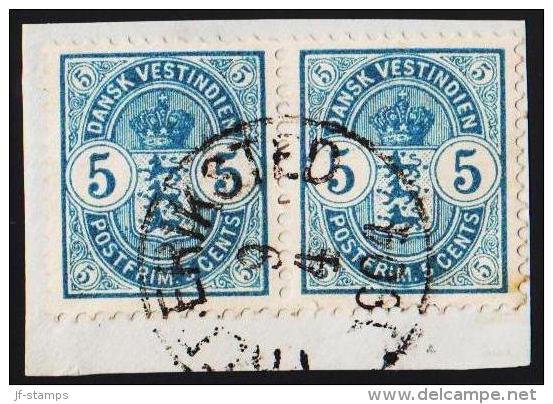 1903. Coat-of-Arms Type. 5 C. Blue. FREDERIKSTED 9 4 1904. (Michel: 22) - JF127931 - Danish West Indies