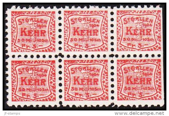 1904. ST. GALLEN KEHR 50 M. 10 Sch. Fr 5. 6 Ex. (Michel: ) - JF128017 - Revenue Stamps