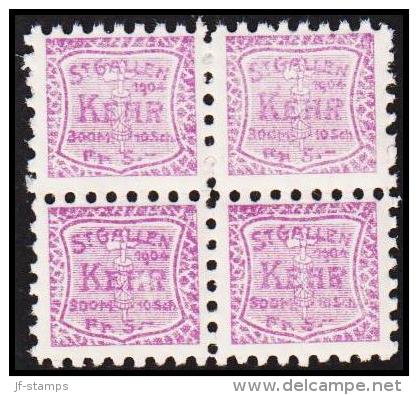 1904. ST. GALLEN KEHR 300 M. 10 Sch. Fr. 5. 4Ex. (Michel: ) - JF128013 - Revenue Stamps