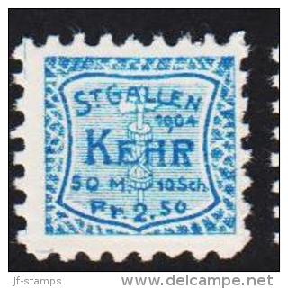 1904. ST. GALLEN KEHR 50 M. 10 Sch. Fr .2,50. (Michel: ) - JF128060 - Revenue Stamps