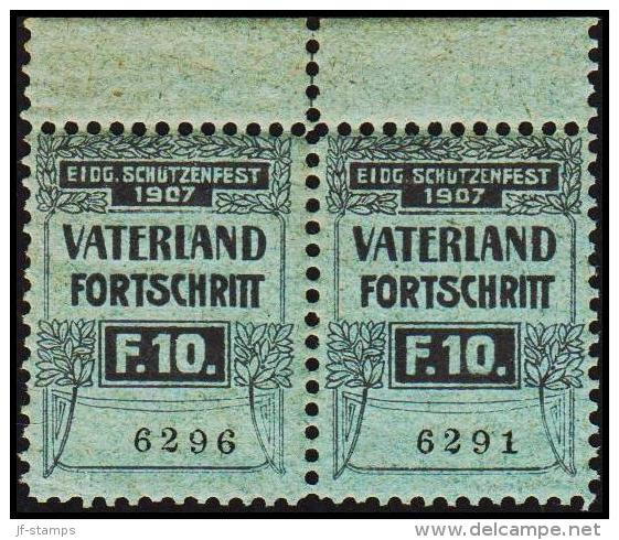 1907. EIGD. SCHÜTZENFEST 1907. VATERLAND FORTSCHRITT. 2X F. 10 (Michel: ) - JF128007 - Steuermarken