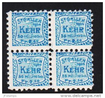 1904. ST. GALLEN KEHR 50 M. 10 Sch. Fr .2,50. 4 Ex. (Michel: ) - JF128066 - Steuermarken