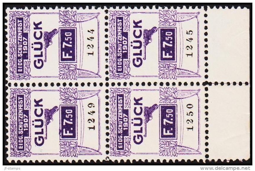 1907. EIGD. SCHÜTZENFEST 1907. GLUCK. 4X F. 7.50 (Michel: ) - JF127994 - Revenue Stamps