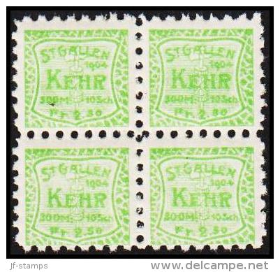 1904. ST. GALLEN KEHR 300 M. 10 Sch. Fr .2,50. 4 Ex. (Michel: ) - JF128016 - Revenue Stamps