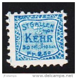 1904. ST. GALLEN KEHR 50 M. 10 Sch. Fr .2,50. (Michel: ) - JF128059 - Fiscaux