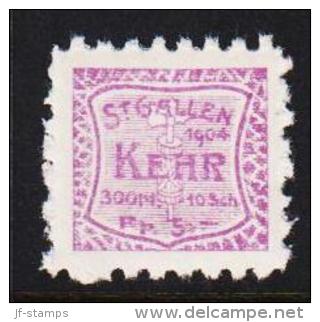 1904. ST. GALLEN KEHR 300 M. 10 Sch. Fr. 5. (Michel: ) - JF128044 - Fiscale Zegels