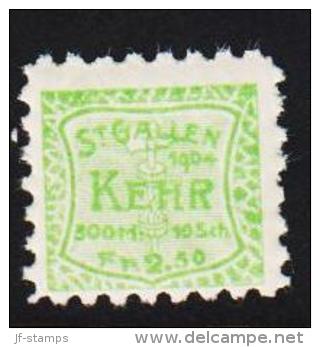 1904. ST. GALLEN KEHR 300 M. 10 Sch. Fr .2,50. (Michel: ) - JF128058 - Revenue Stamps