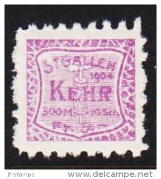 1904. ST. GALLEN KEHR 300 M. 10 Sch. Fr. 5. (Michel: ) - JF128045 - Revenue Stamps