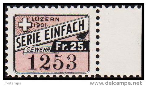 1901. LUZERN. SERIE EINFACH GEWEHR. Fr. 25.  (Michel: ) - JF127984 - Fiscaux