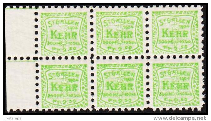 1904. ST. GALLEN KEHR 300 M. 10 Sch. Fr .2,50. 6 Ex. (Michel: ) - JF128014 - Revenue Stamps