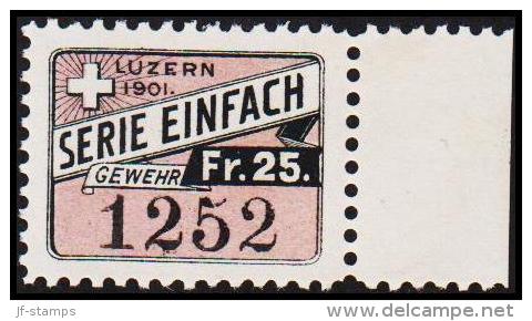 1901. LUZERN. SERIE EINFACH GEWEHR. Fr. 25.  (Michel: ) - JF127983 - Revenue Stamps