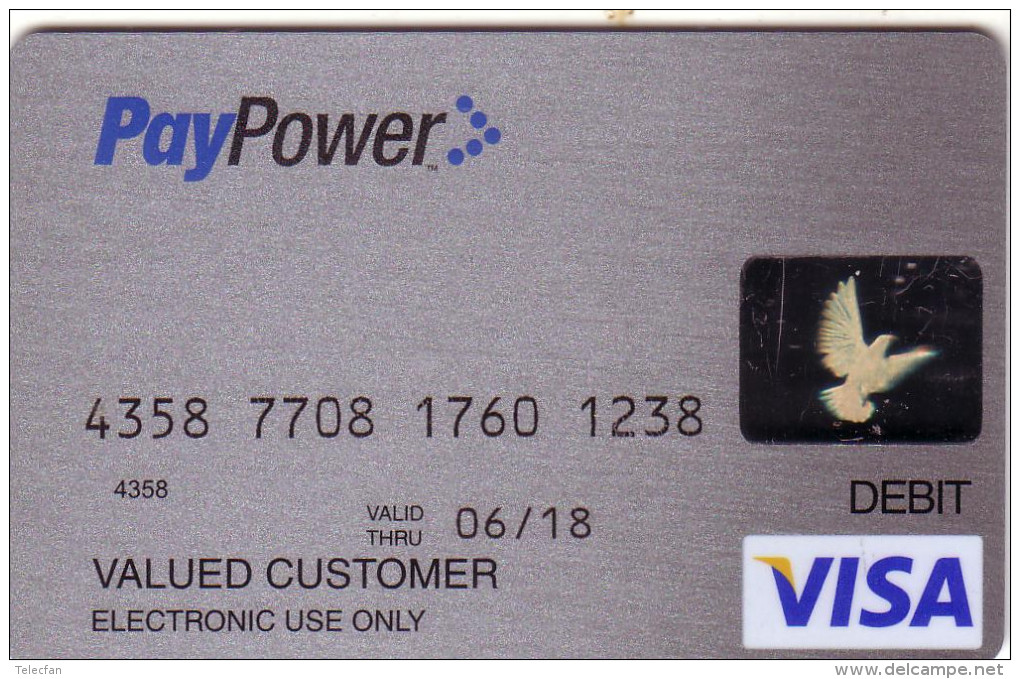 USA CARTE BANCAIRE BANKING CARD PAYPOWER VISA VALID 06.18 UT - Einmalgebrauch