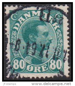 1915. King Christian X. 80 Øre Blue-green. VARIETY AFA 84x. (Michel: 74) - JF128161 - Ongebruikt