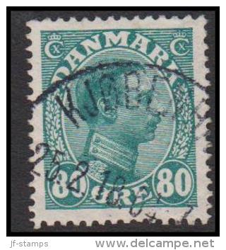 1915. King Christian X. 80 Øre Blue-green (Michel: 74) - JF128136 - Ungebraucht