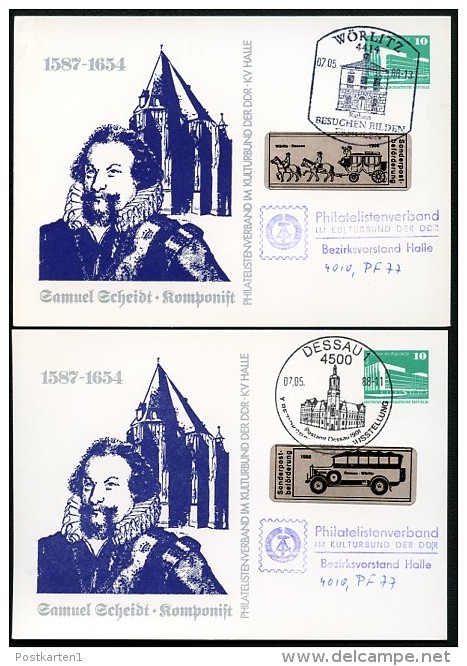 DDR PP18 B2/015 2 Privat-Postkarten SONDERPOSTBEFÖRDERUNG WÖRLITZ-DESSAU 1988 - Privatpostkarten - Gebraucht