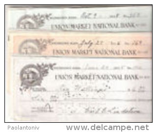 E) 039A CHECK- CHEQUE -ASSEGNI UNION MARKET NATIONAL BANK 1924/30 - Cheques & Traverler's Cheques