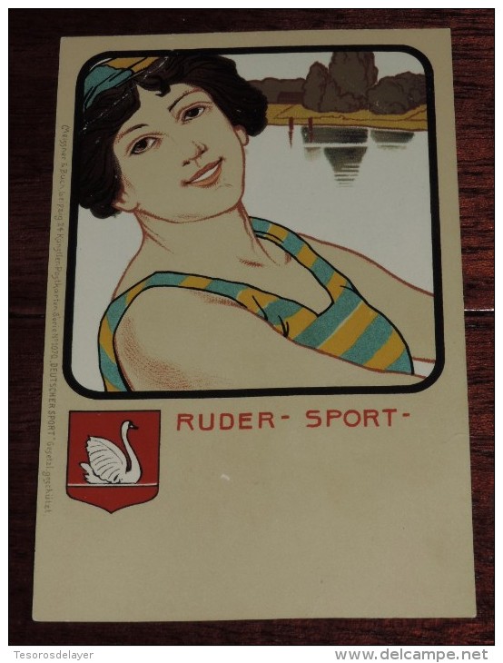 Kunstler Postkarten, Deutscher Sport, RUDER SPORT, Serie Nº 1070, 1900 Meissner & Buch, Art Nouveau, No Circulada - 1900-1949
