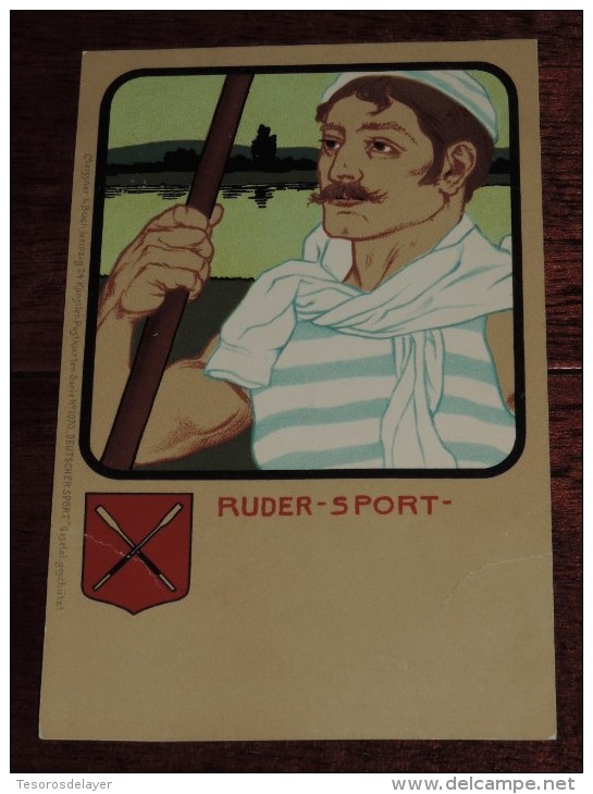 Kunstler Postkarten, Deutscher Sport, RUDER SPORT, Serie Nº 1070, 1900 Meissner & Buch, Art Nouveau, No Circulada - 1900-1949