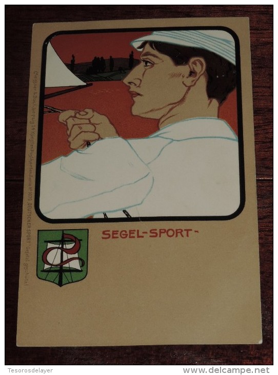 Kunstler Postkarten, Deutscher Sport, SEGEL SPORT, Serie Nº 1070, 1900 Meissner & Buch, Art Nouveau, No Circulada - 1900-1949