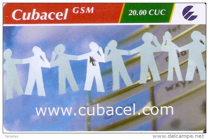 TARJETA DE CUBA DE GSM CUBACEL .COM DE 20 CUC CÓDIGO PARTE SUPERIOR - Cuba