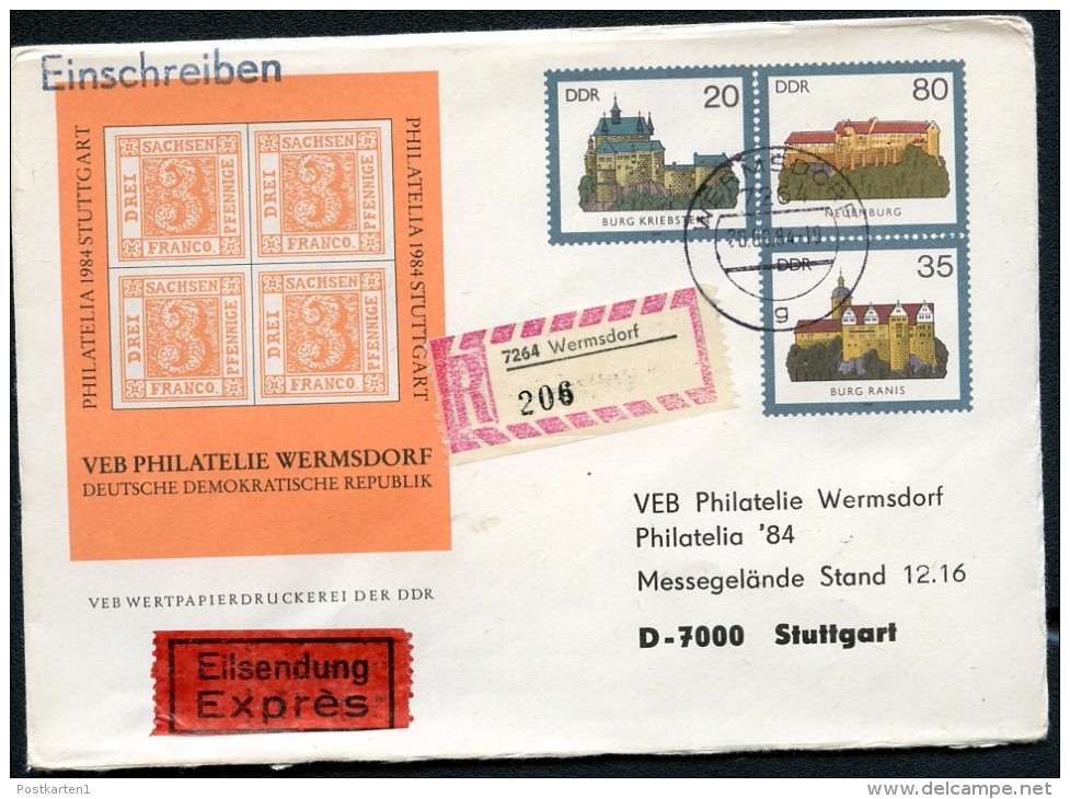 DDR U1-1b-84 C1-b UMSCHLAG Burgen Der DDR ZUDRUCK STUTTGART Gebraucht 1984 - Privé Briefomslagen - Gebruikt