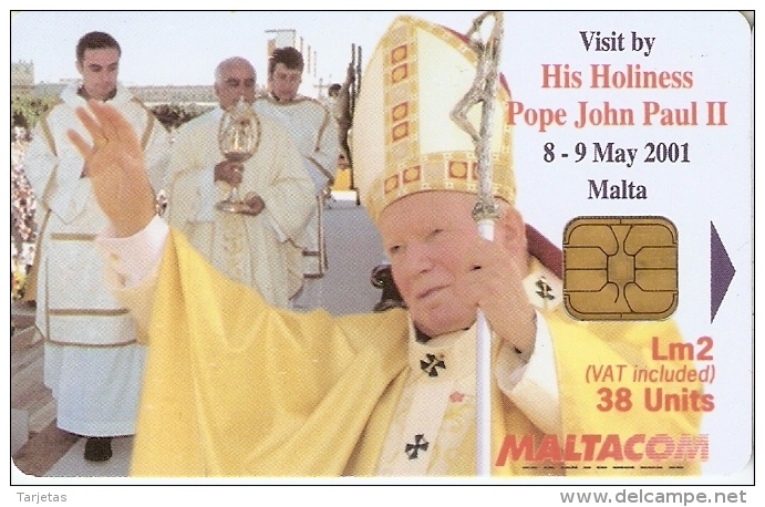 Nº 208 TARJETA DE MALTA DEL PAPA JUAN PABLO II (POPE) - Malta