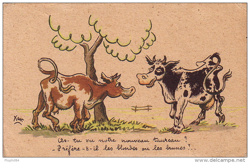 PUY DE DOME - CHAMBON LE LAC LE 10-7-1958 - CARTE POSTALE HUMORISTIQUE LES VACHES. . - Cachets Manuels