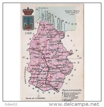 LGOTP8266-LFTD4240.Tarjeta Postal De LUGO.Escudo Provincial.Atlas Geografico De Lugo. - Lugo