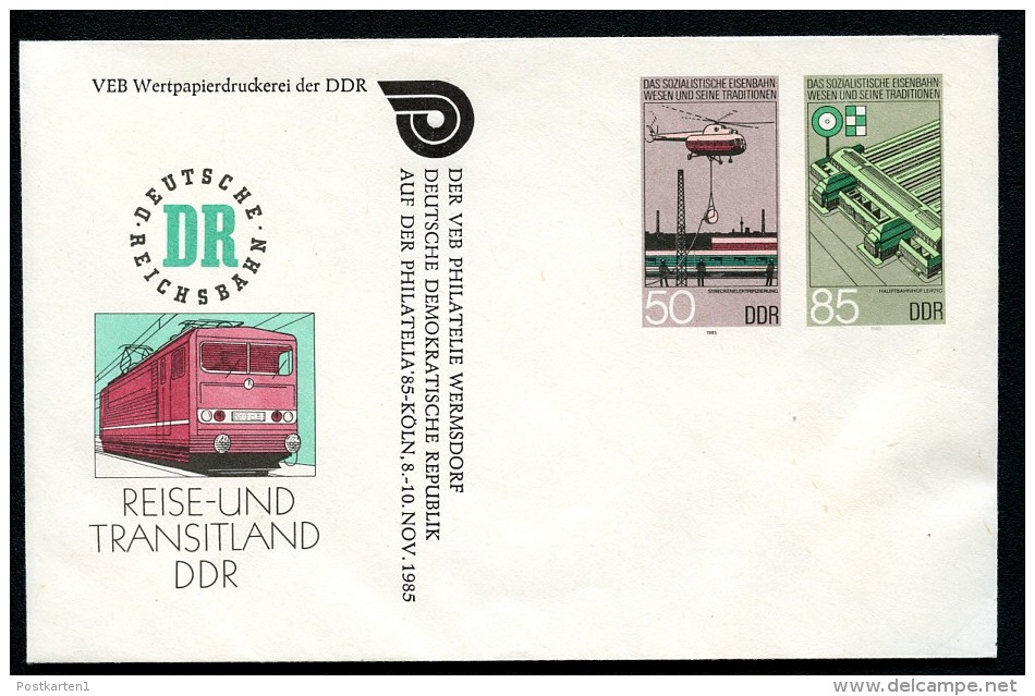 DDR U3-1a-85 C1-a Umschlag ZUDRUCK PHILATELIA KÖLN 1985 - Enveloppes Privées - Neuves