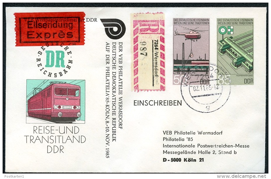 DDR U3-1b-85 C1-b Umschlag ZUDRUCK PHILATELIA KÖLN Gebraucht 1985 - Privatumschläge - Gebraucht