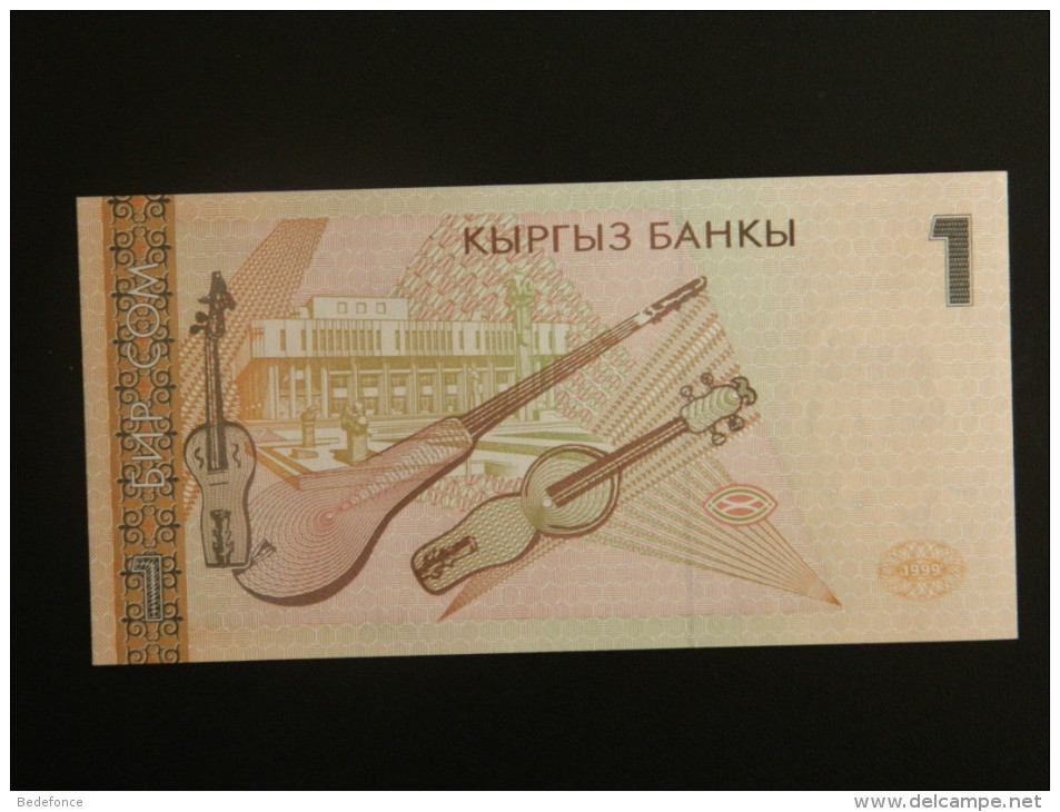 Billet - Kirghizistan - Valeur Faciale : 1 Som - 1999 - Jamais Circulé - Motif : Instruments De Musique, Maldybayev A - Kirgizïe