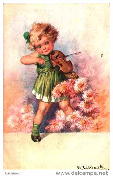 Illustrateur W Fialkowska - Jeune Fille Au Violon - Fialkowska, Wally