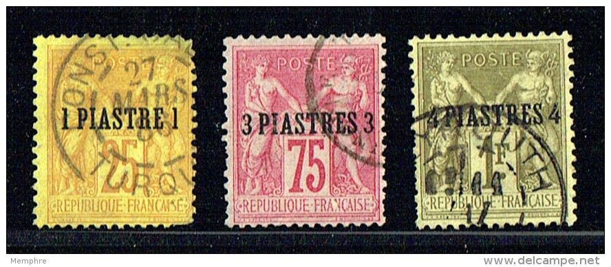 Sages Surchargés Pour Le Levant  1, 2 Et 3 Belles Oblitérations: Beyrouth, Constantinople - Used Stamps