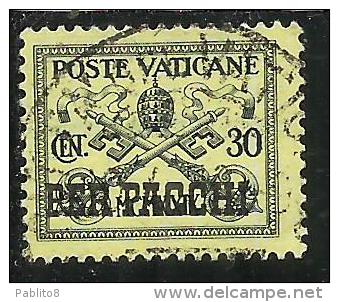 VATICANO VATIKAN VATICAN 1931 PACCHI POSTALI PARCEL POST CONCILIAZIONE SOPRASTAMPATO CENT. 30 USATO USED - Paquetes Postales