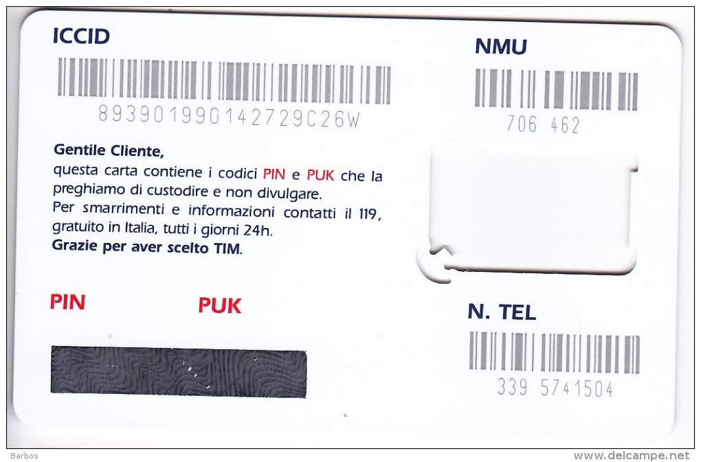 Italy ,  SIM Card ,TIM ,  Used - [2] Sim Cards, Prepaid & Refills