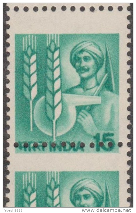 Inde 1982 Y&T 715. Bande De 10 Du 15 Paisa, Avec Piquage à Cheval. Techniques Agricoles. Blé - Agriculture