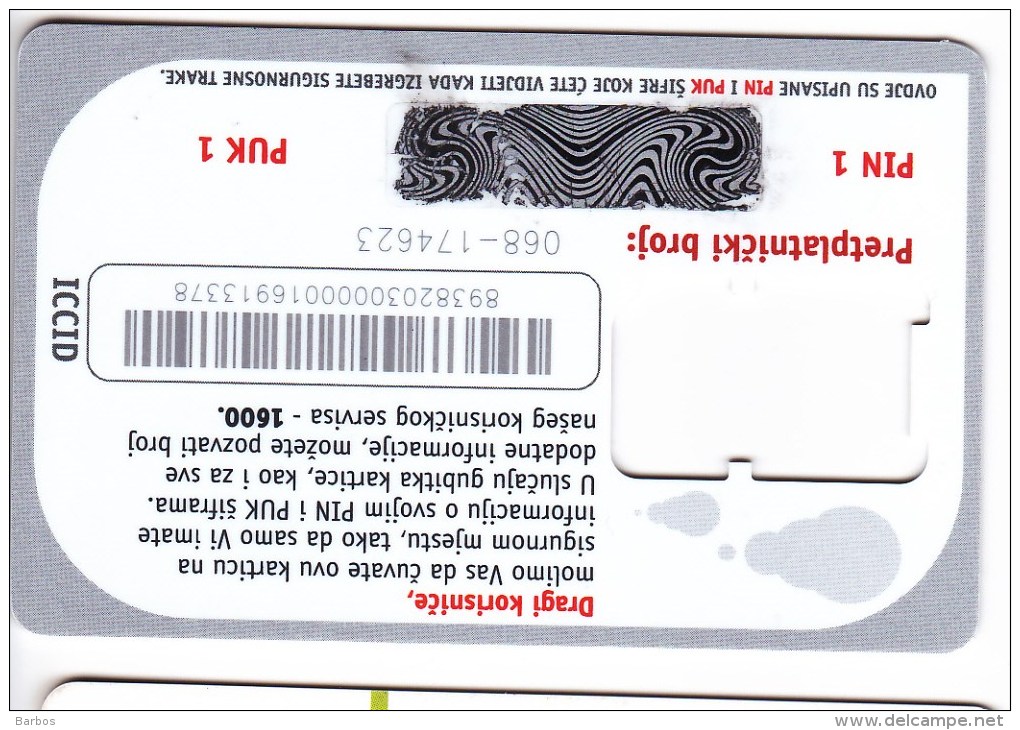 Serbia ,  SIM  Phonecard   ,  M;Tel ,  Used - Joegoslavië