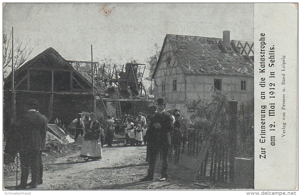 AK Sturm Katastrophe 1912 Leipzig Sehlis Taucha Kirche ? Haus ? Leute Bei Borsdorf Brandis Plösitz Panitzsch Piesteritz - Taucha