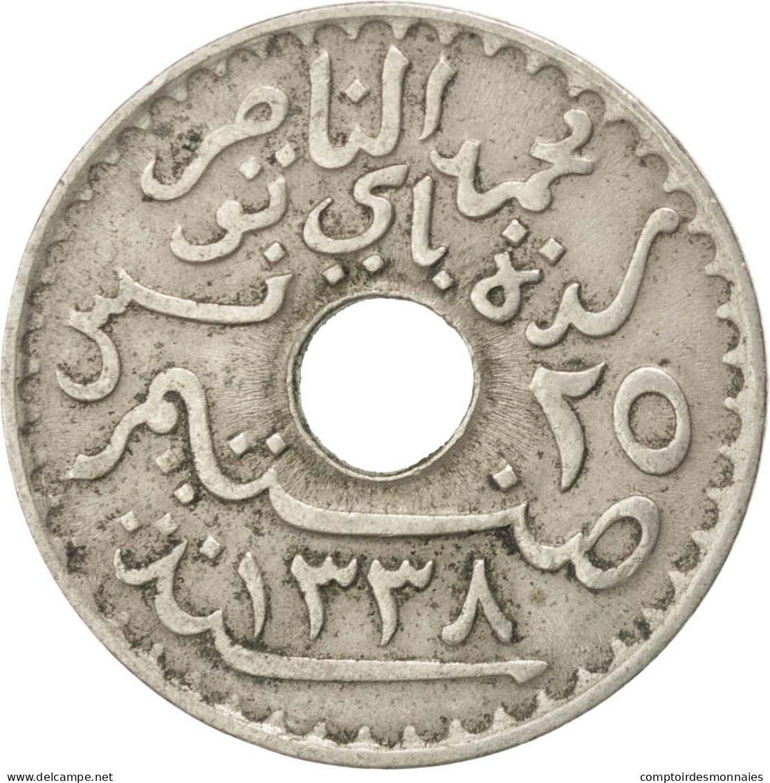 Monnaie, Tunisie, Muhammad Al-Nasir Bey, 25 Centimes, 1920, Paris, TTB - Tunisie